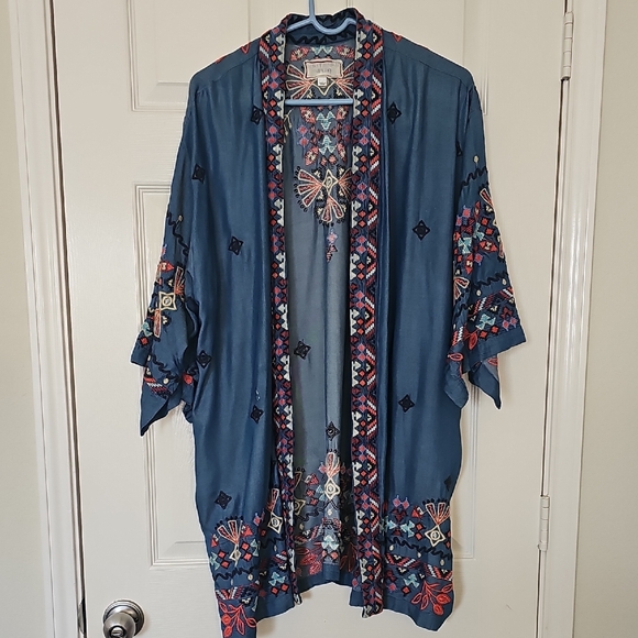 Johnny Was Piper Shirt Tail Kimono Boho Embroidered  Large Preowned - Picture 9 of 14
